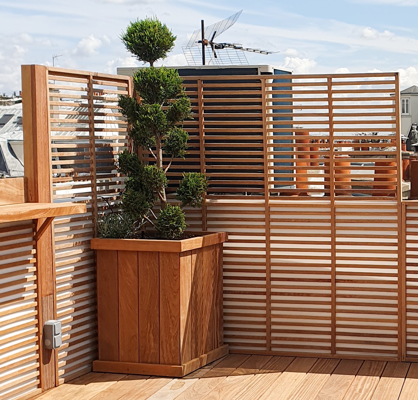 Bac, palissades et bar en bois exotique à Paris 15ème